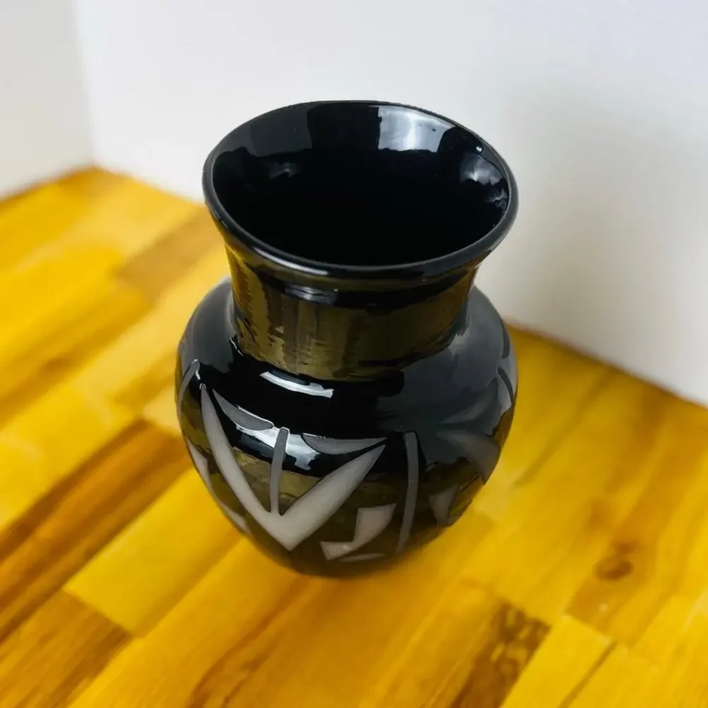VTG R Diane Martinez Black Vase Handmade Native American Pottery Artist 1992